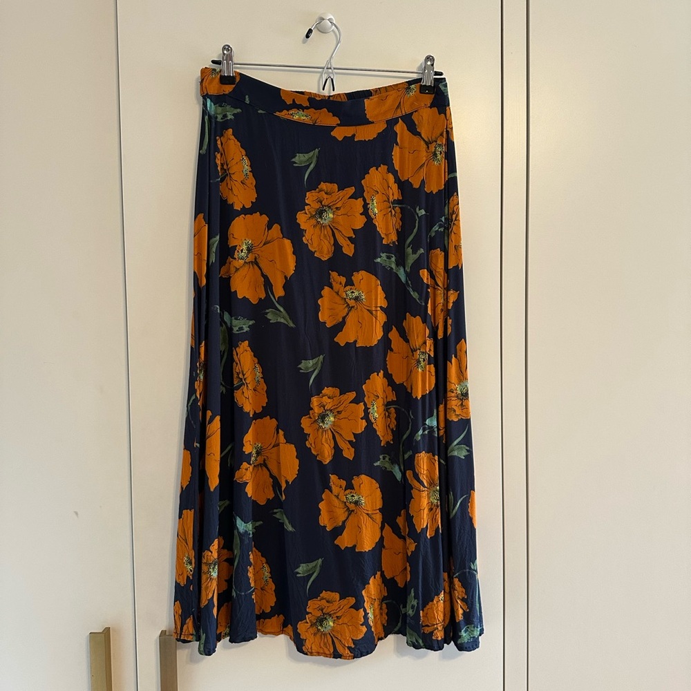 Floral Orange and Blue Women's Skirt